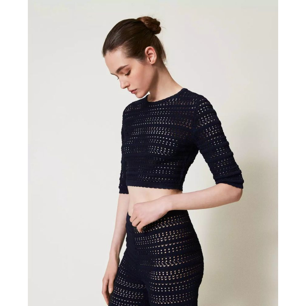 Pull Court 'Perforated Pattern' pour Femmes