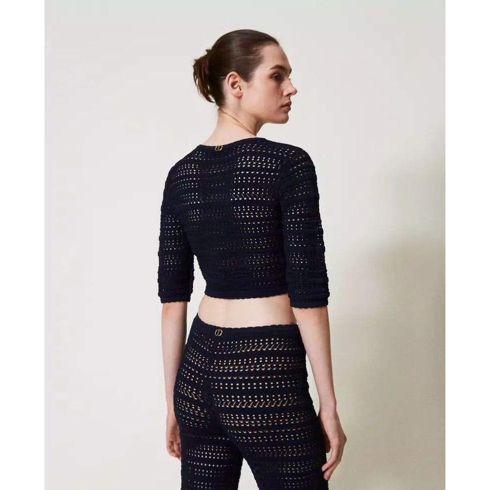 Pull Court 'Perforated Pattern' pour Femmes