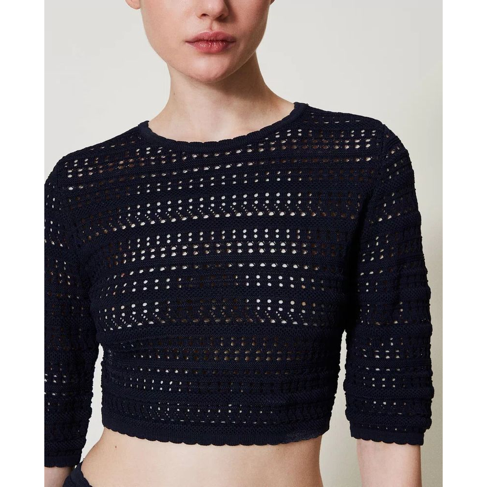 Pull Court 'Perforated Pattern' pour Femmes