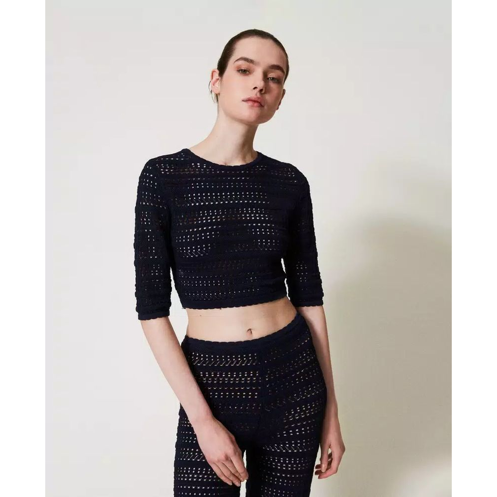 Pull Court 'Perforated Pattern' pour Femmes