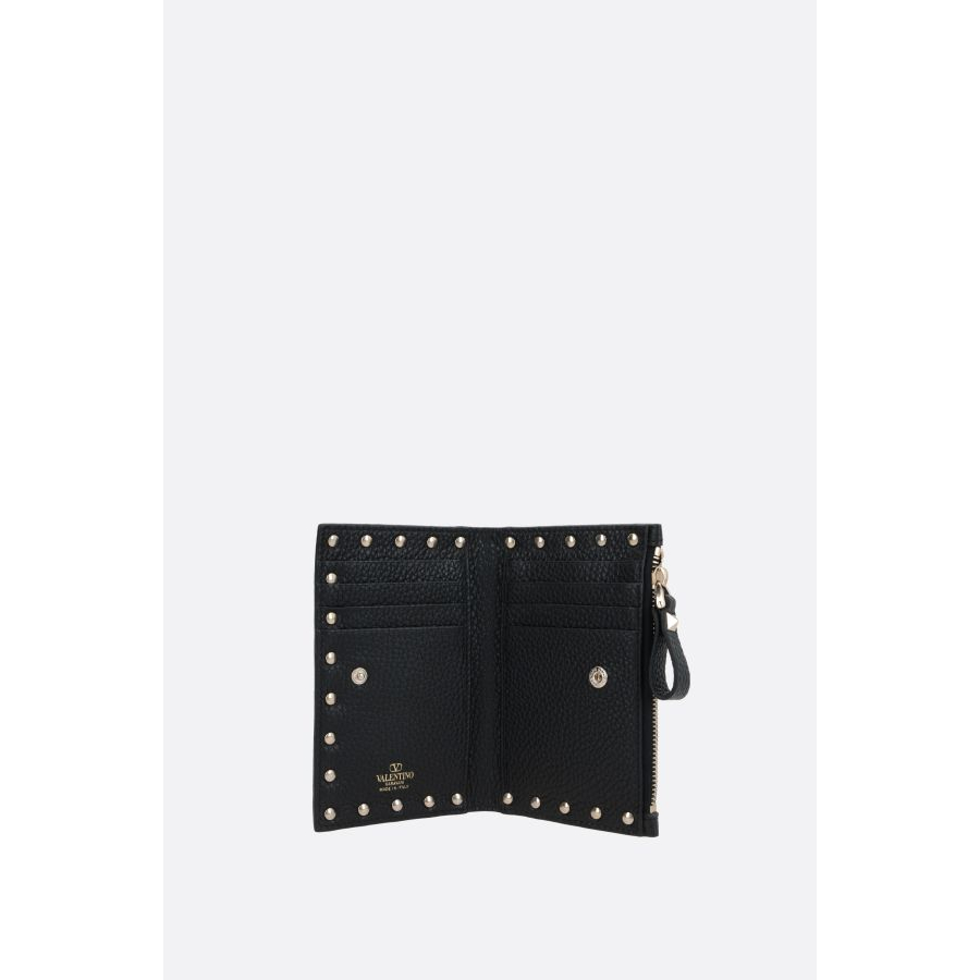 Women's 'Rockstud Grainy Zipped' Card case