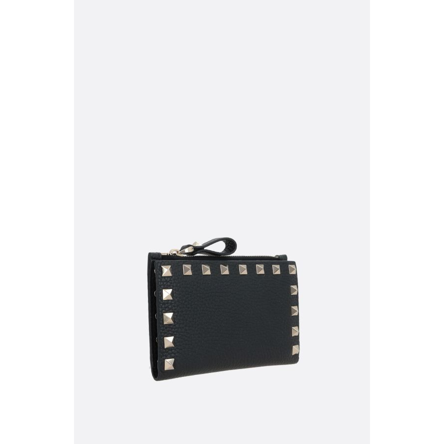Women's 'Rockstud Grainy Zipped' Card case