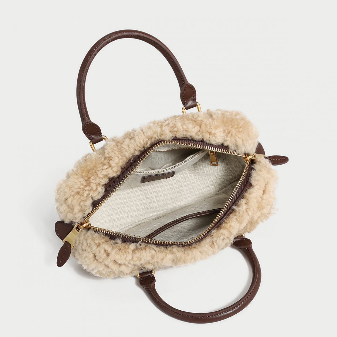 Sac à main 'Sherpa Fur Trimmed Elongated' pour Femmes