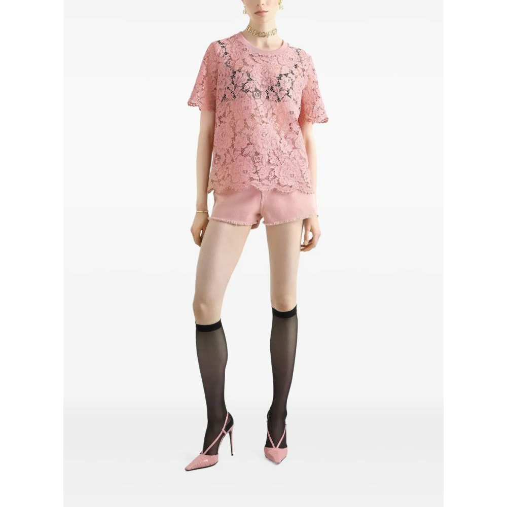 Top à manches courtes 'Floral Lace' pour Femmes