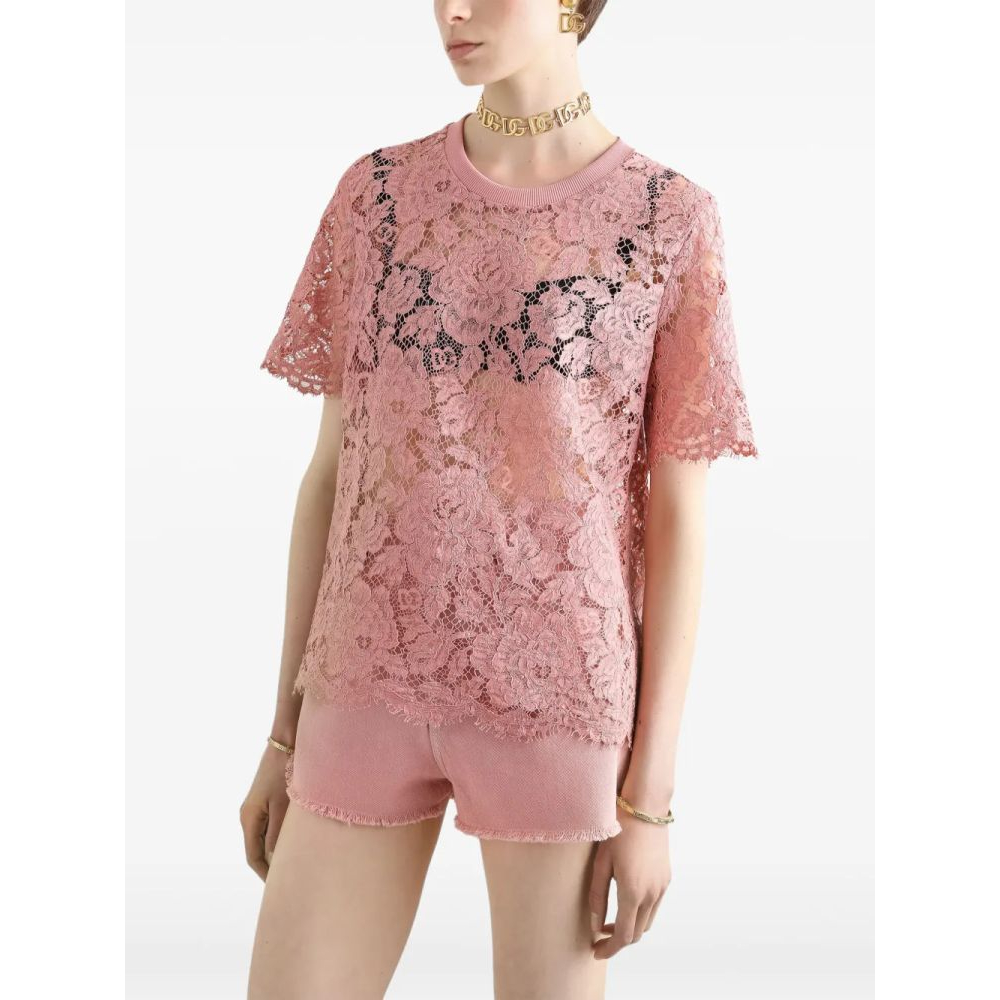 Top à manches courtes 'Floral Lace' pour Femmes