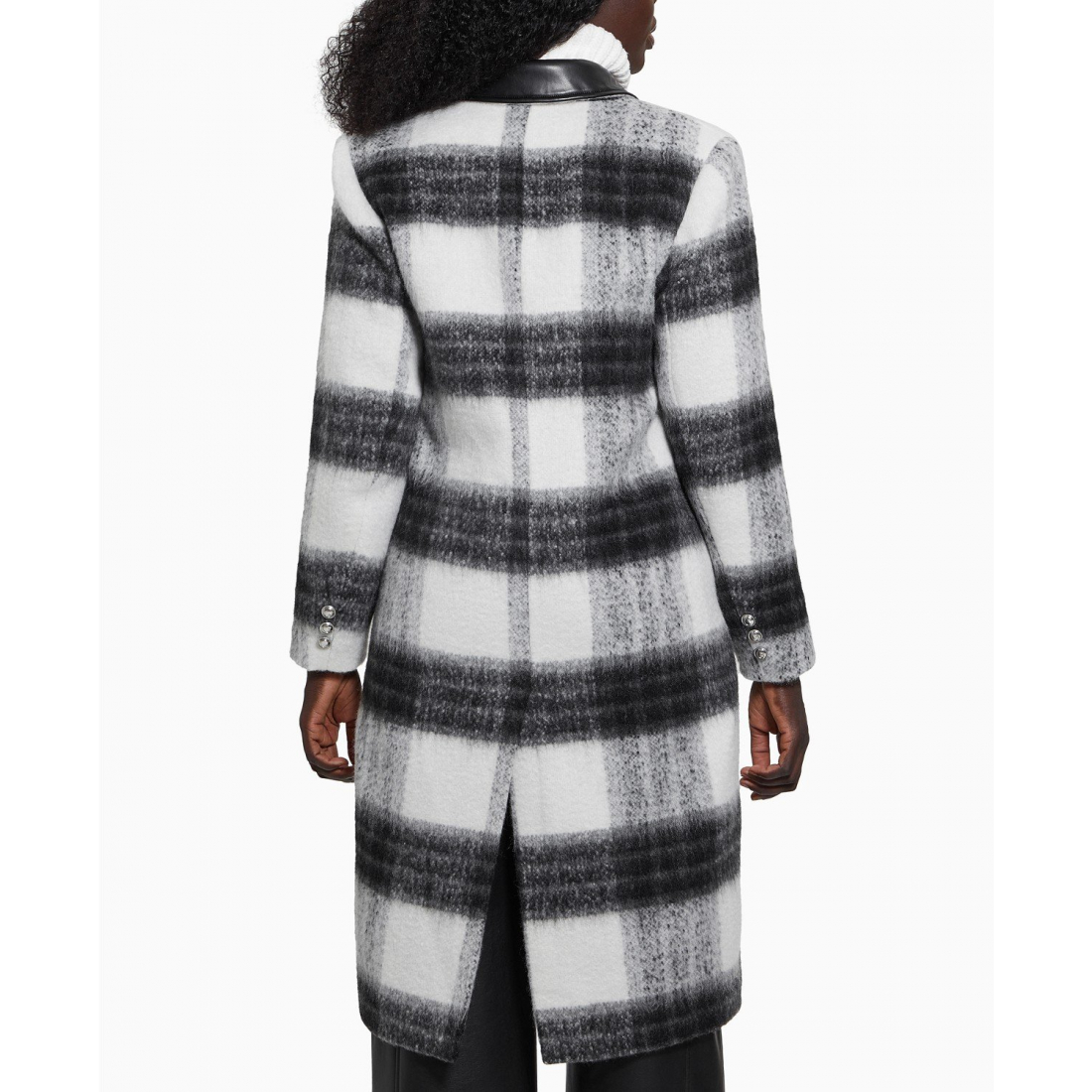 'Double-Breasted Mid-Length Plaid' Mantel für Damen