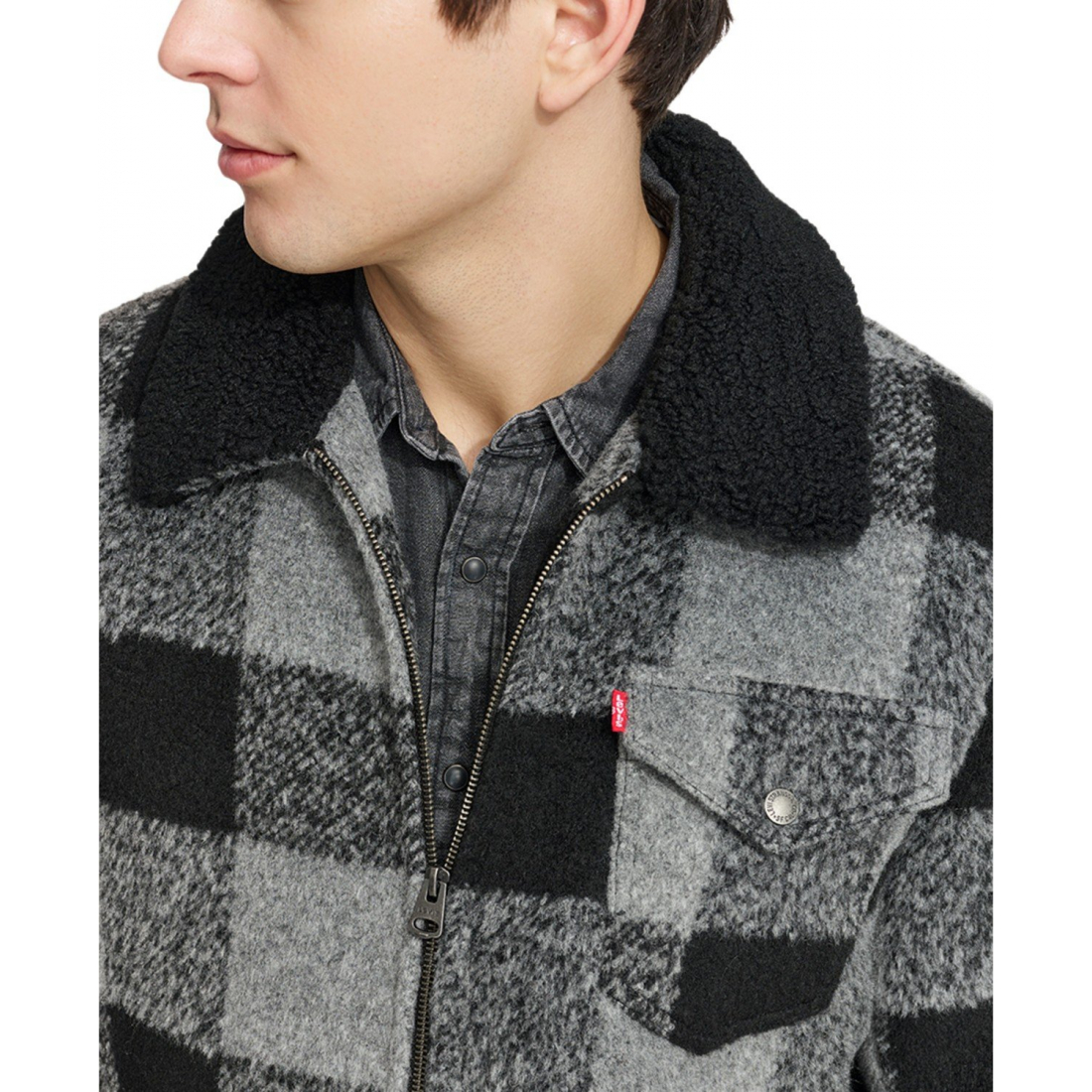 Veste 'Plaid Full-Zip Depot with Fleece Collar' pour Hommes