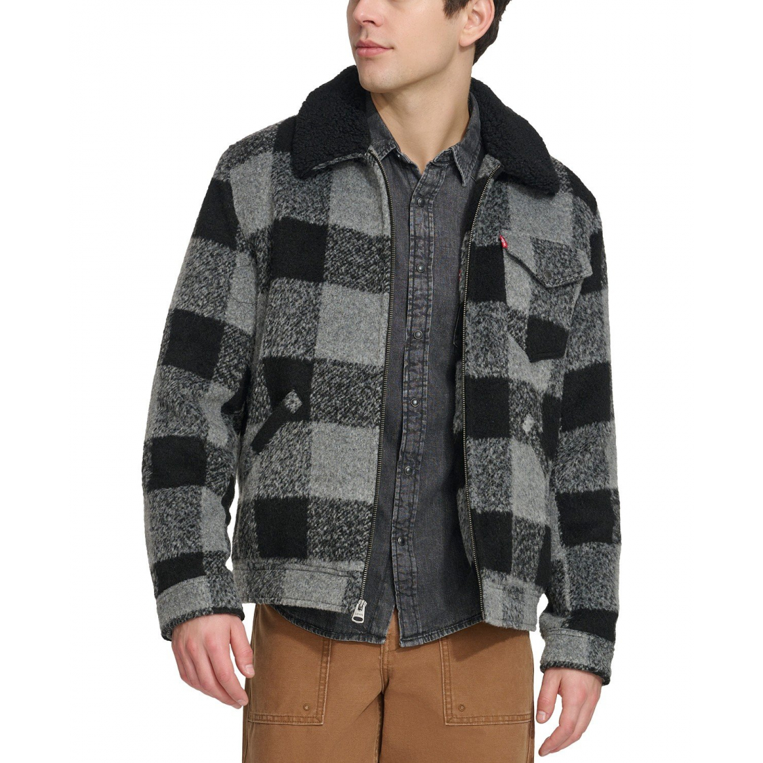 Veste 'Plaid Full-Zip Depot with Fleece Collar' pour Hommes