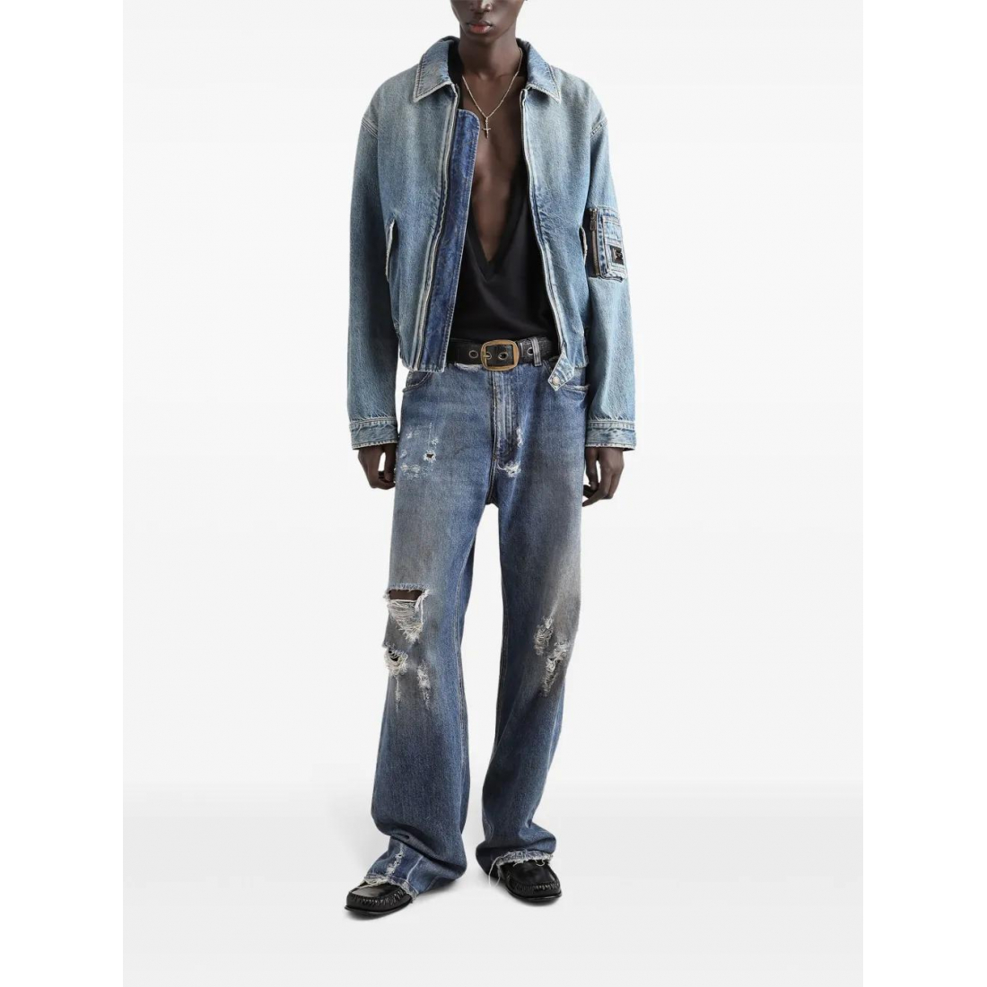 Veste en jeans 'Logo-Appliqué' pour Hommes