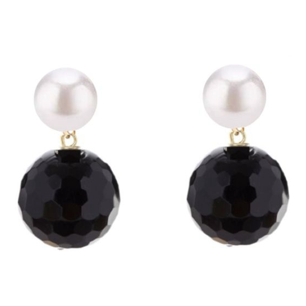 Boucles d'oreilles 'Onyx & Pearl Drop' pour Femmes