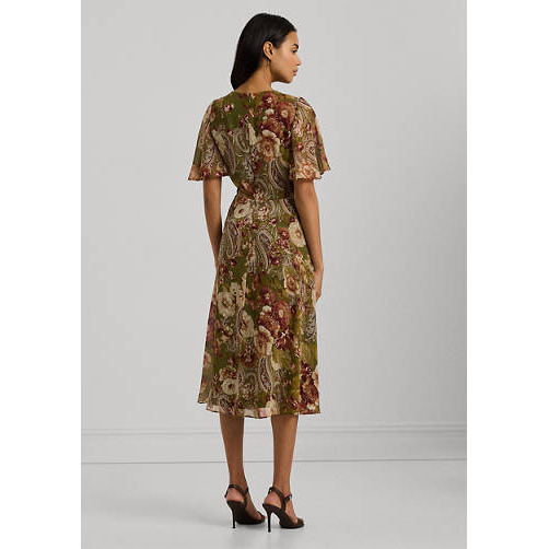 Women's 'Floral Belted Crinkle Georgette Dress' Dress