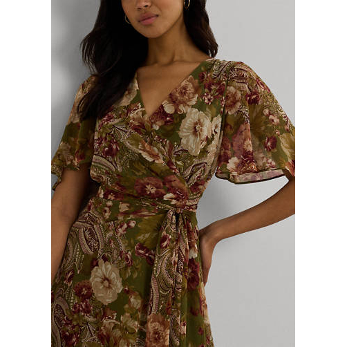 Women's 'Floral Belted Crinkle Georgette Dress' Dress