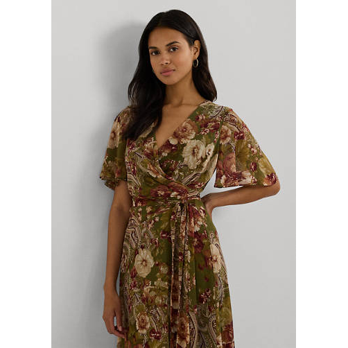 Women's 'Floral Belted Crinkle Georgette Dress' Dress