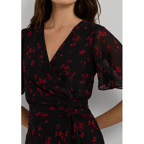 Robe 'Floral Belted Crinkle Georgette' pour Femmes