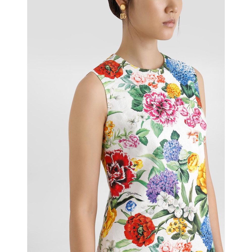 Robe Midi 'Brocade With Floral Print' pour Femmes