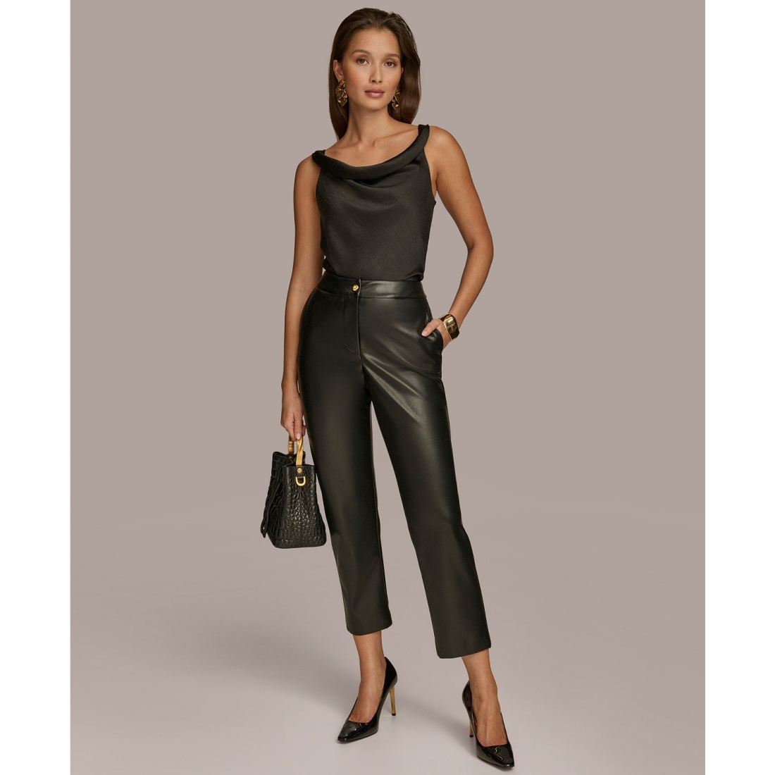 Pantalon 'Faux-Leather Ankle' pour Femmes