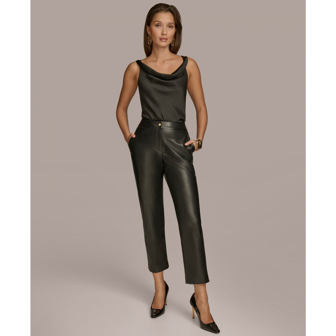 Pantalon 'Faux-Leather Ankle' pour Femmes
