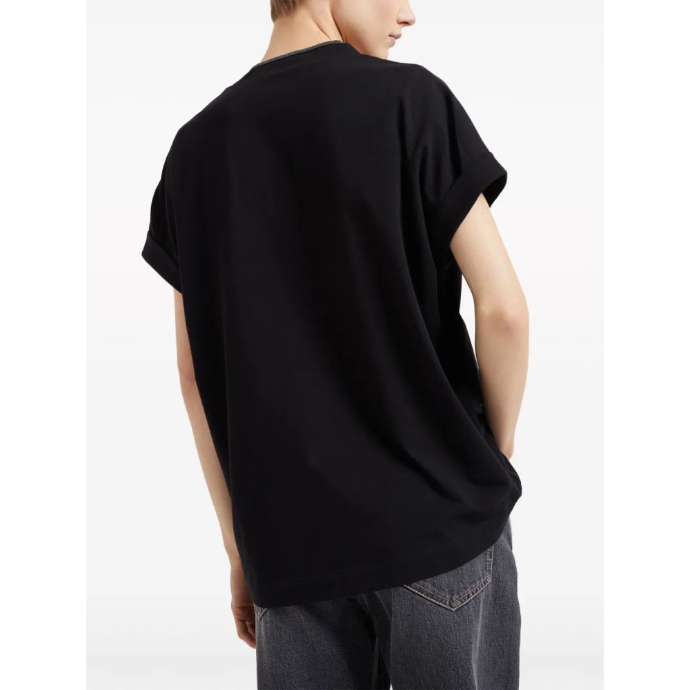 Top à manches courtes 'Metallic Detail At Neckline' pour Femmes