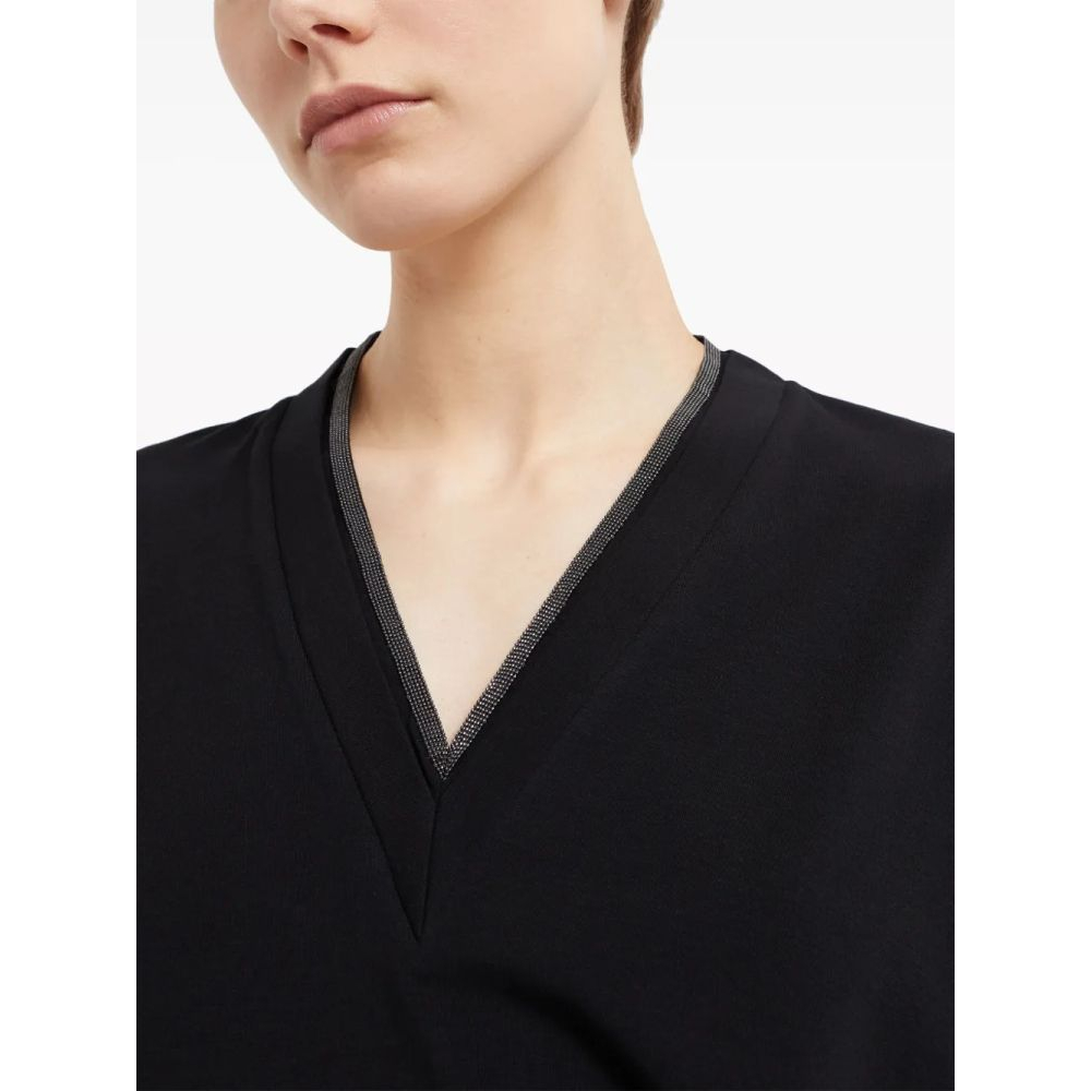 Top à manches courtes 'Metallic Detail At Neckline' pour Femmes