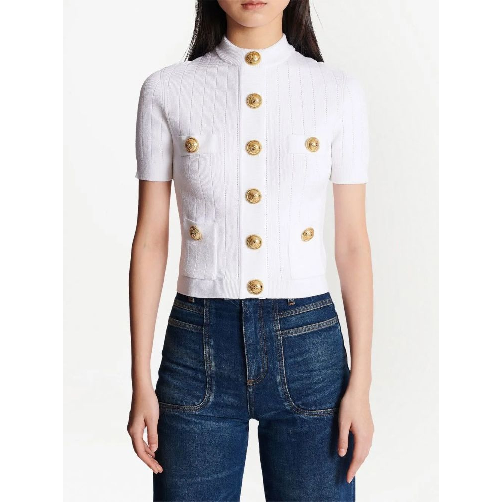 Cardigan à manches courtes 'Pointelle-Knit' pour Femmes