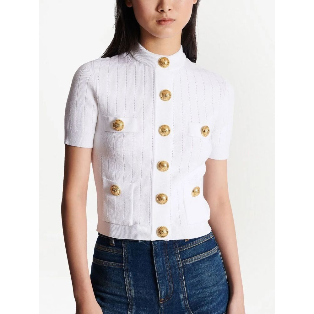 Cardigan à manches courtes 'Pointelle-Knit' pour Femmes