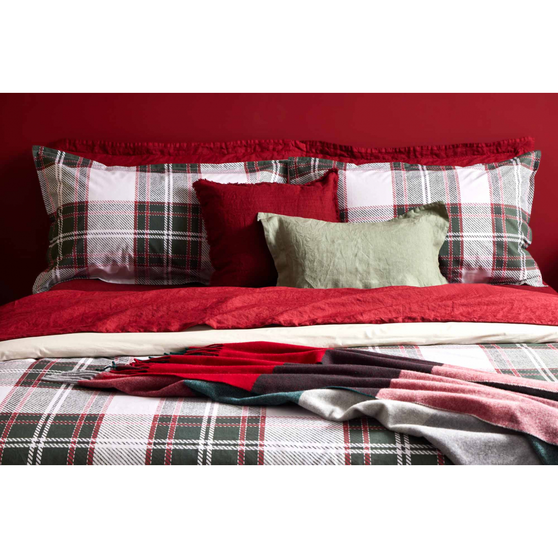 Dolomiti Parure De Couette 200x200 cm 63x63 cm, Vert Bois