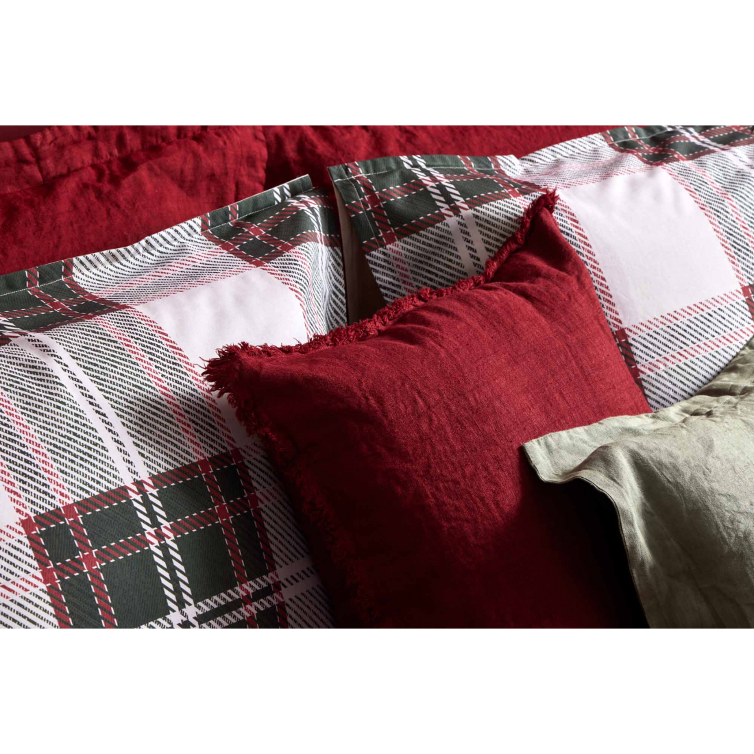 Dolomiti Parure De Couette 200x200 cm 63x63 cm, Vert Bois