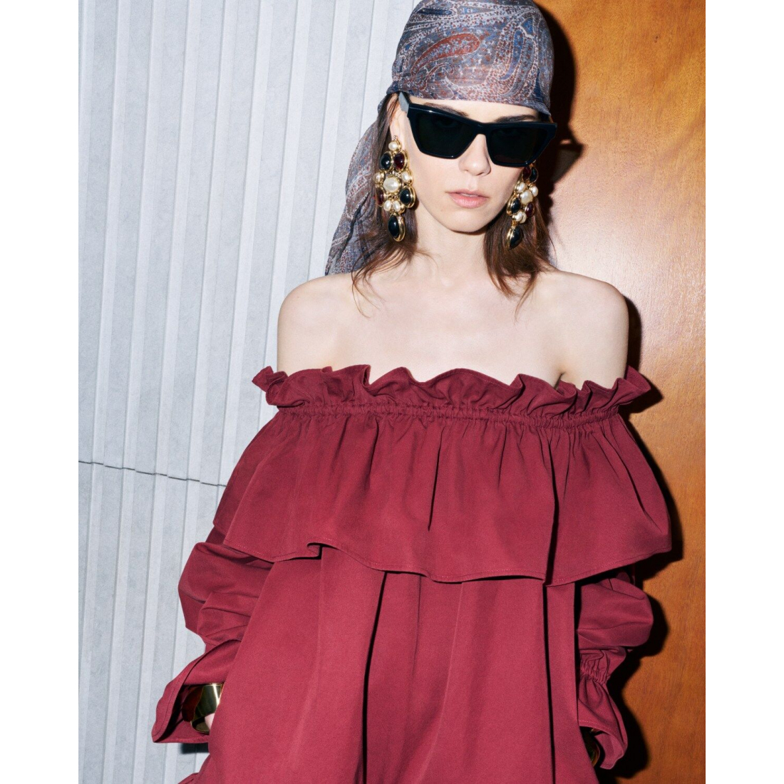 Robe à épaules dénudées 'Ruffled' pour Femmes