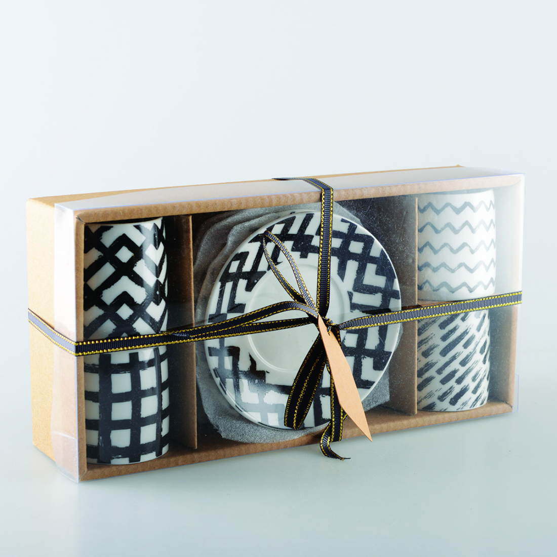 Tasses À Café 90Ml Noir Et Blanc - Lot De 4