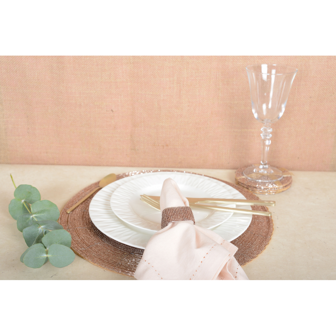 Pfirsichfarbene Perlen-Untersetzer – 6er-Set