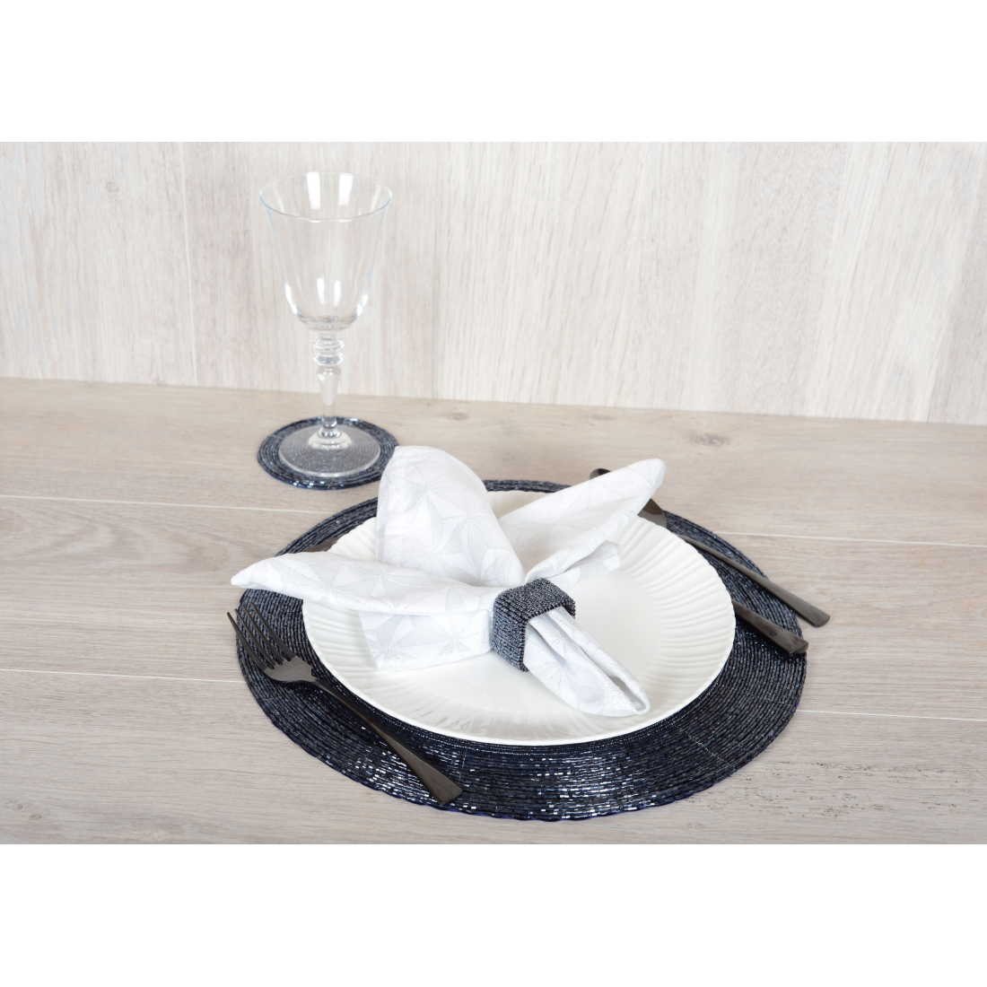 Dunkelblaue Perlen-Untersetzer – 6er-Set