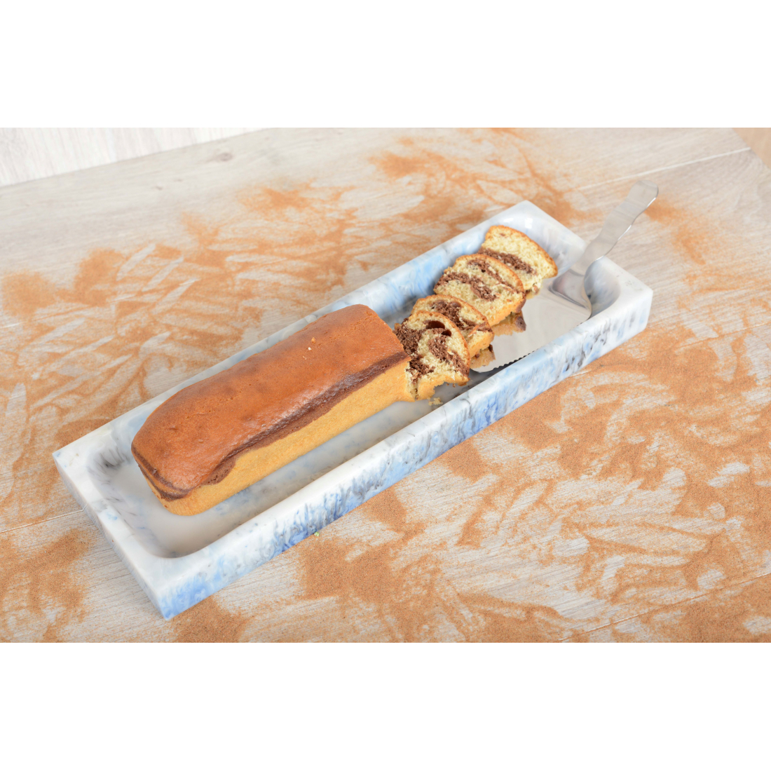 Plat Apertif 3 Compartiments / Plat A Cake Resine Bleu Nuage