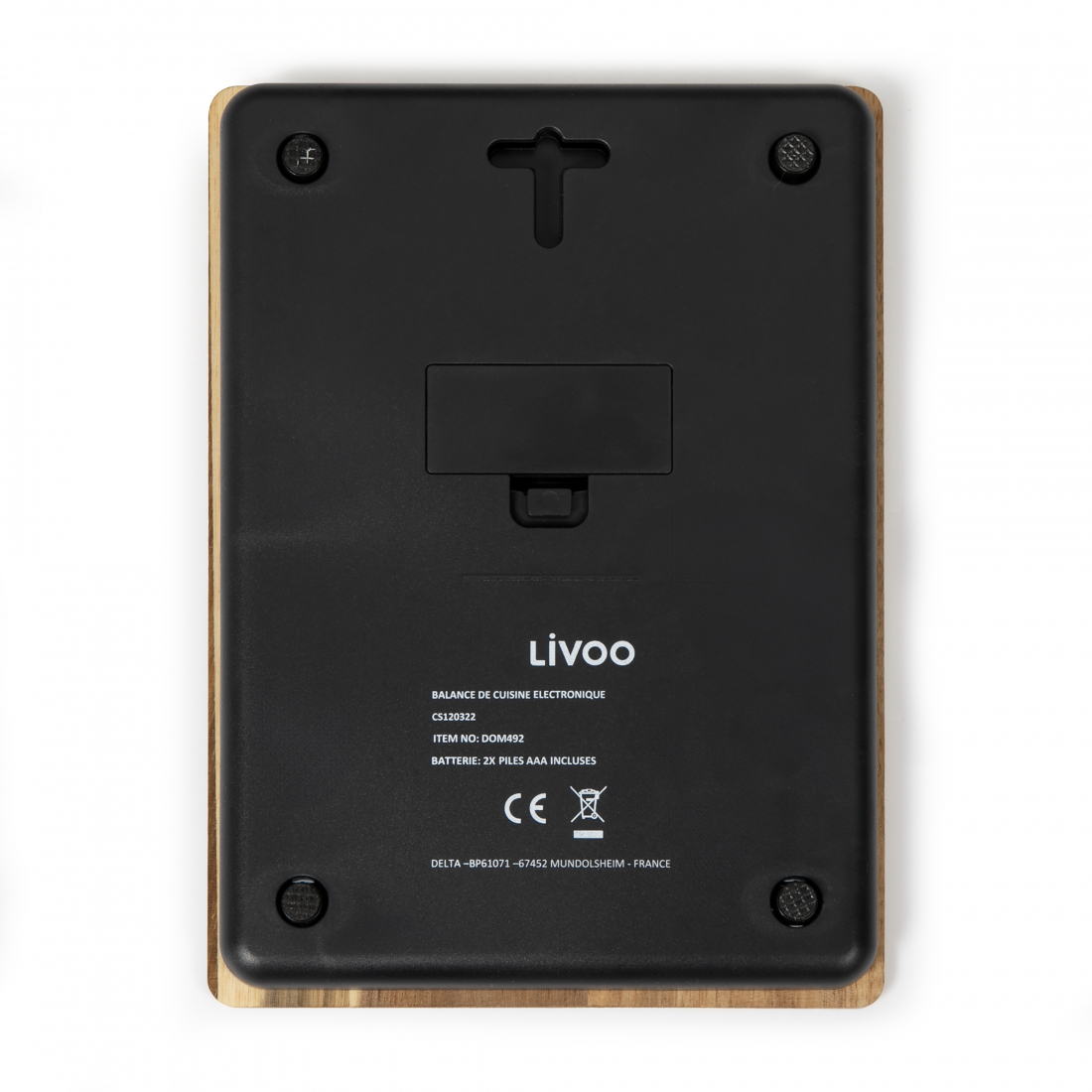 Balance de cuisine électronique en bois d'acacia