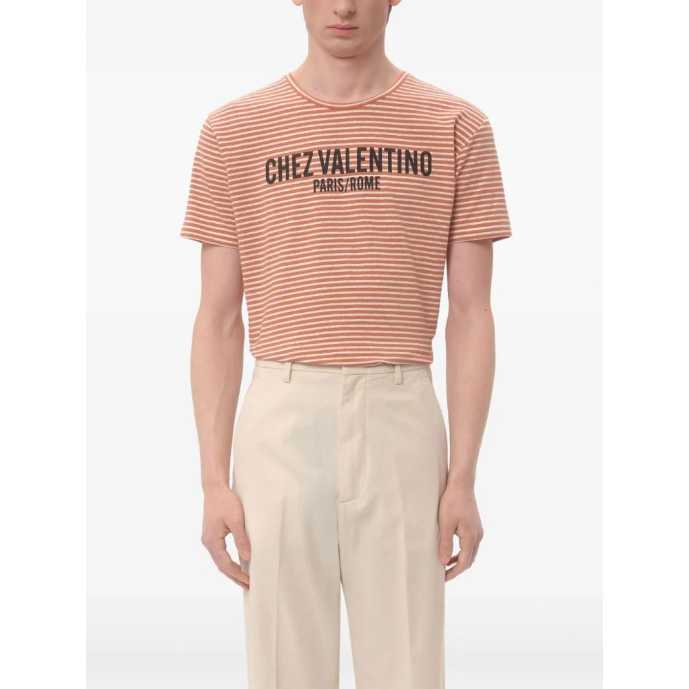 'Chez Valentino-Print Striped' T-Shirt für Herren