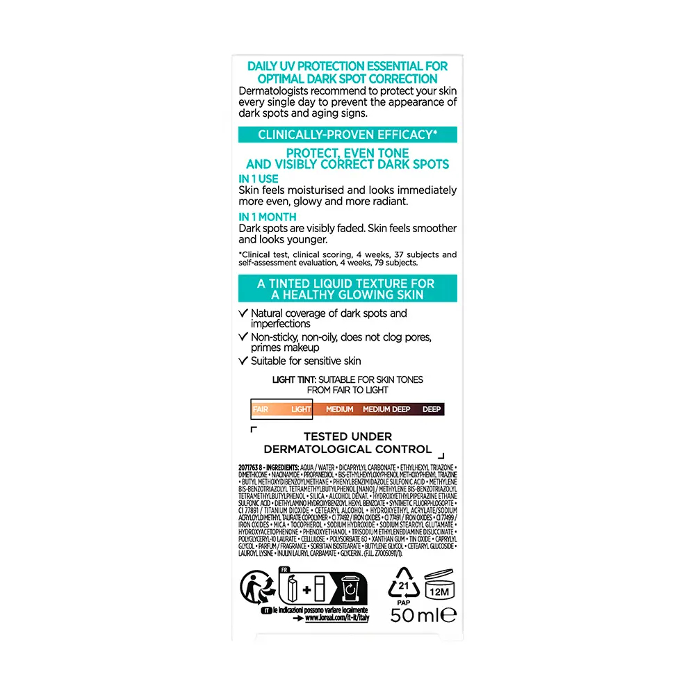 Crème solaire teintée 'Bright Reveal Daily Fluid SPF50' - Fair - Light 50 ml