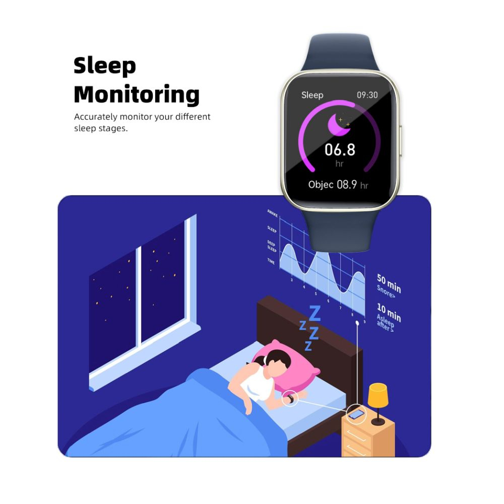 Wasserdichte Smartwatch mit Herzfrequenzmesser – Blau