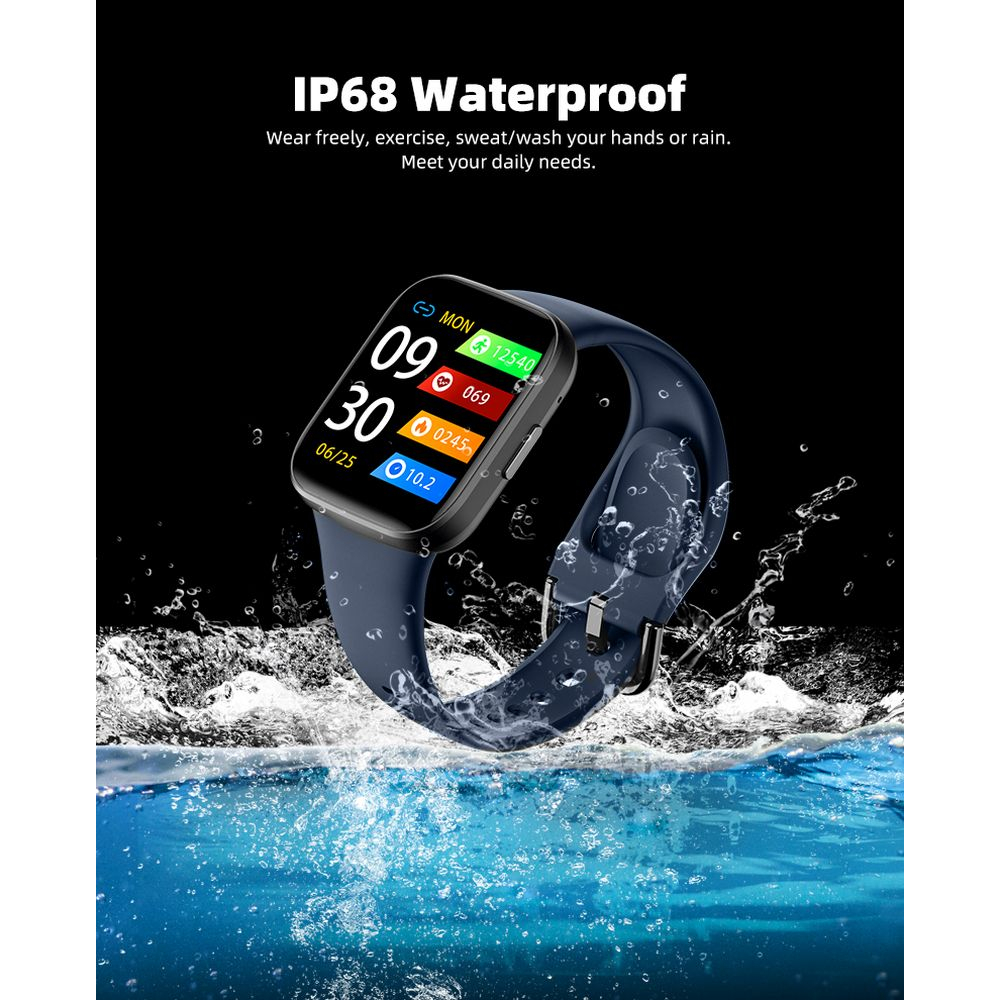 Wasserdichte Smartwatch mit Herzfrequenzmesser – Blau
