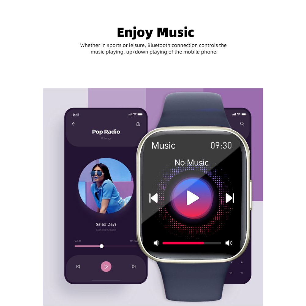 Wasserdichte Smartwatch mit Herzfrequenzmesser – Blau