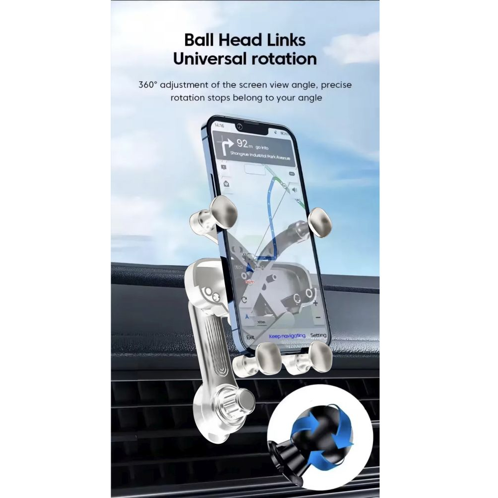 Car mount for smartphone - adjustable orientation - White