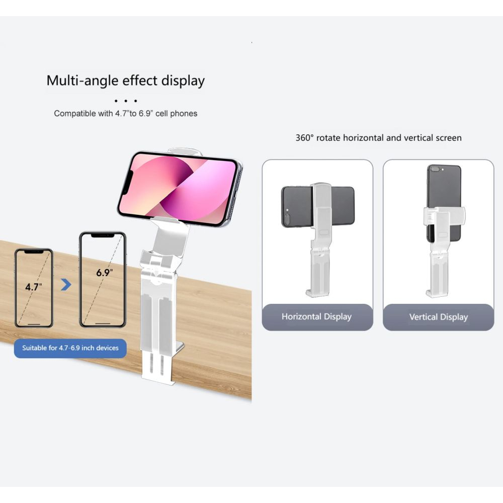 Multifunctional smartphone stand - 360° rotating - White