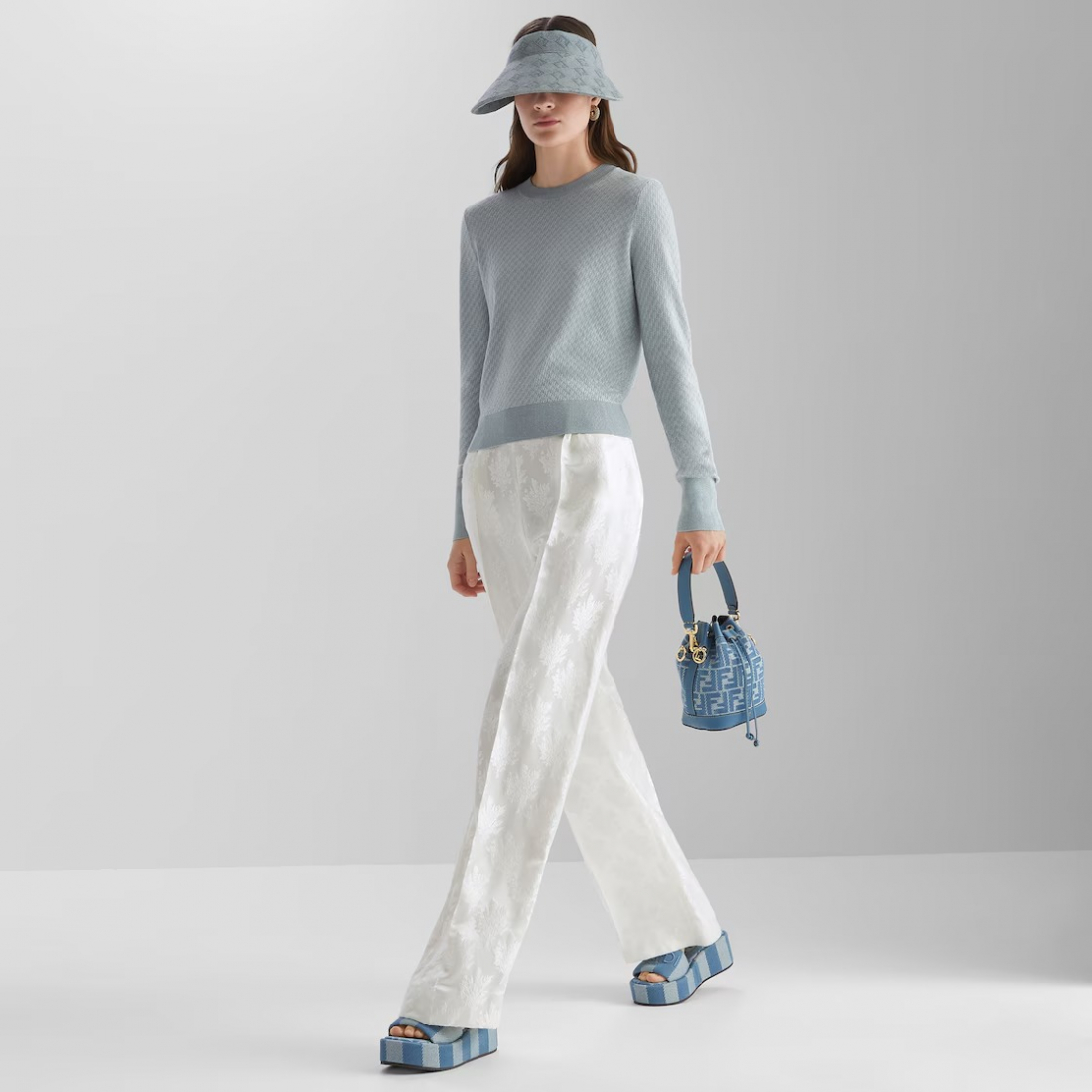 Sac seau 'Blue Denim-Effect FF Jacquard' pour Femmes