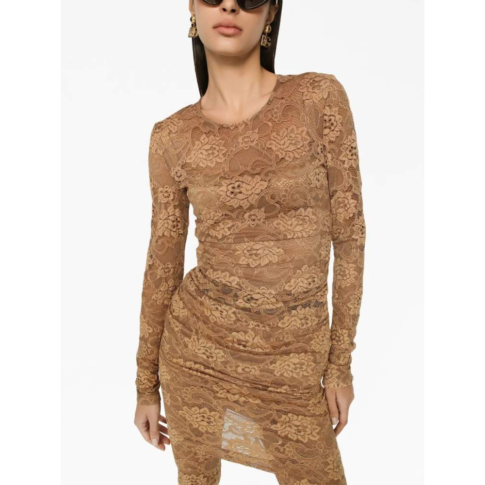 Robe mini 'Floral-Lace Semi-Sheer' pour Femmes