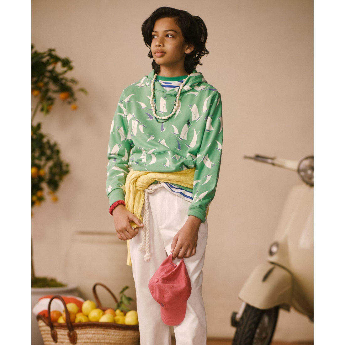 'Sailboat-Print French Terry Hoodie' pour Garçons
