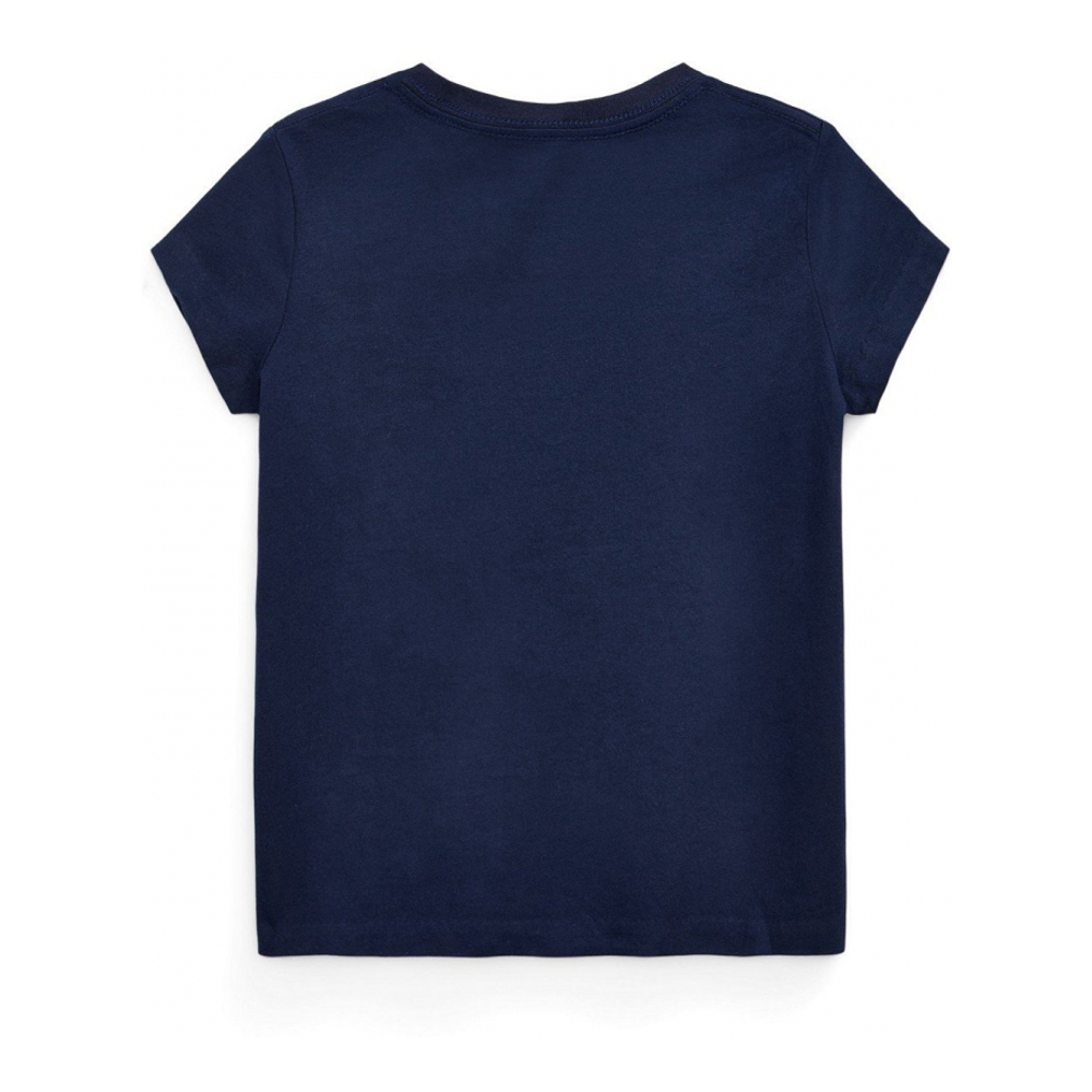 'Short Sleeve Cotton Jersey V-Neck T-shirt' pour Filles