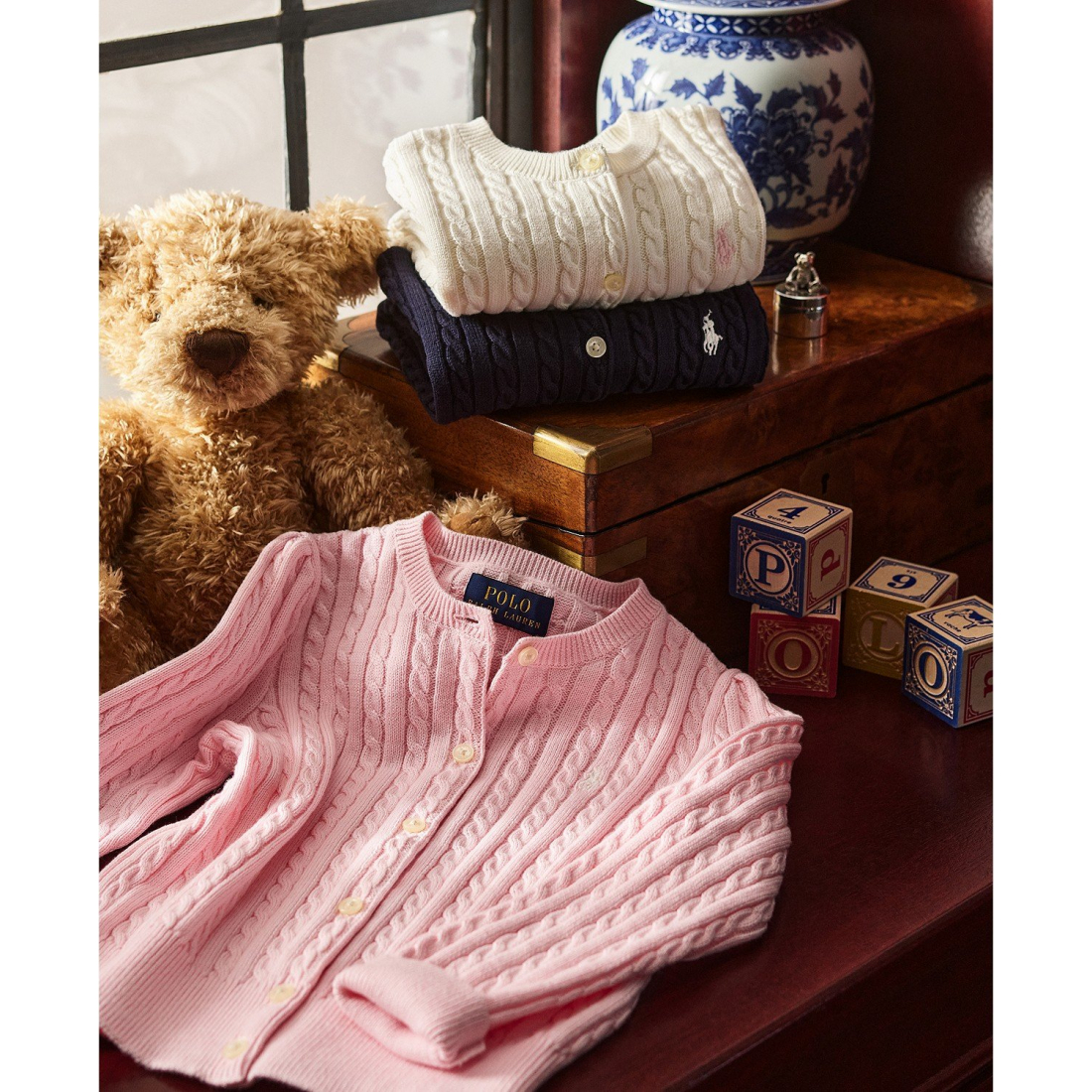 'Cable-Knit Cotton Cardigan' pour Filles