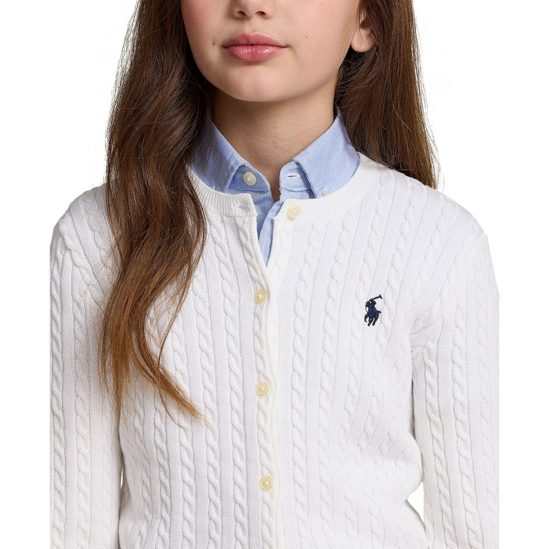 'Cable-Knit Cotton Cardigan' pour Filles