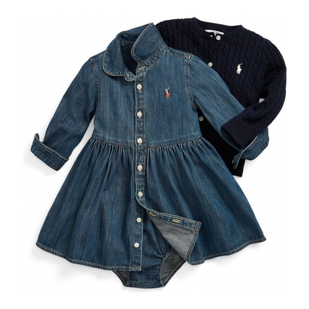 'Denim Cotton Shirtdress' pour Bébés filles