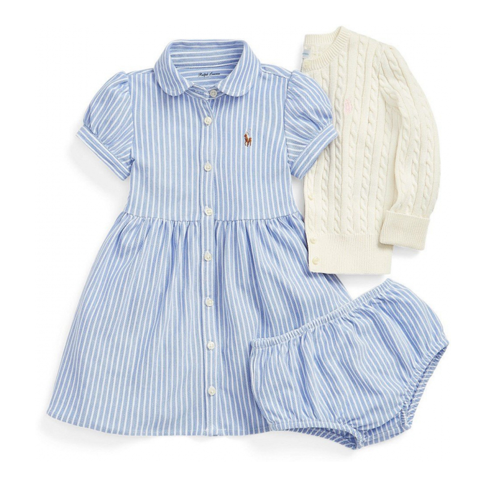 'Striped Knit Oxford Dress' pour Bébés filles