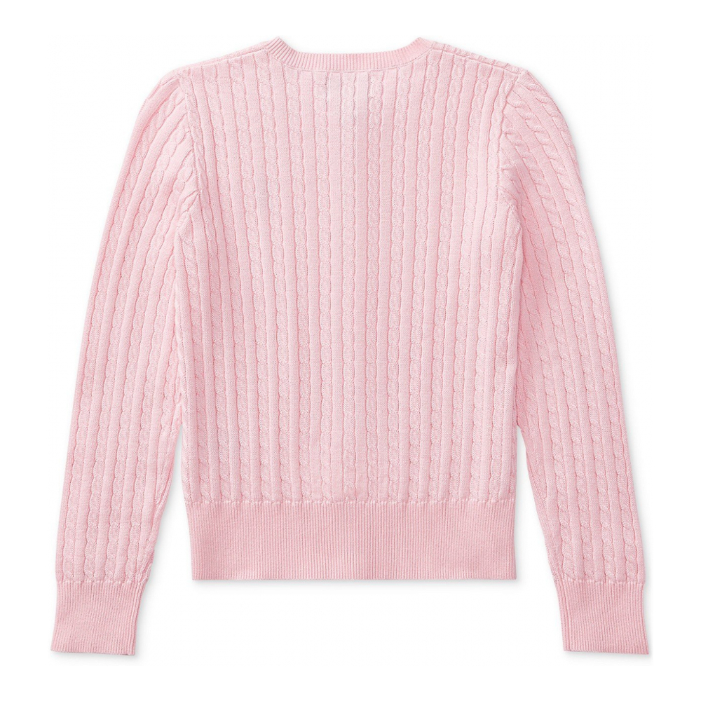 'Cable-Knit Cotton Cardigan' pour Filles
