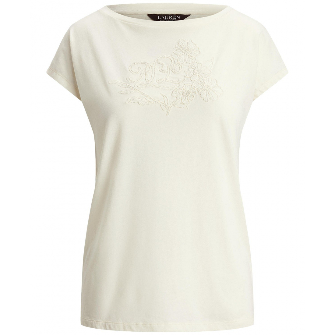 'Embroidered Jersey Tee, Regular & Petite' pour Femmes